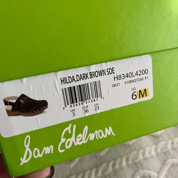 New! Sam Edelman Calf-hair/Leather Studded Wooden Clog Women’s Size 6 - Picture 7 of 16